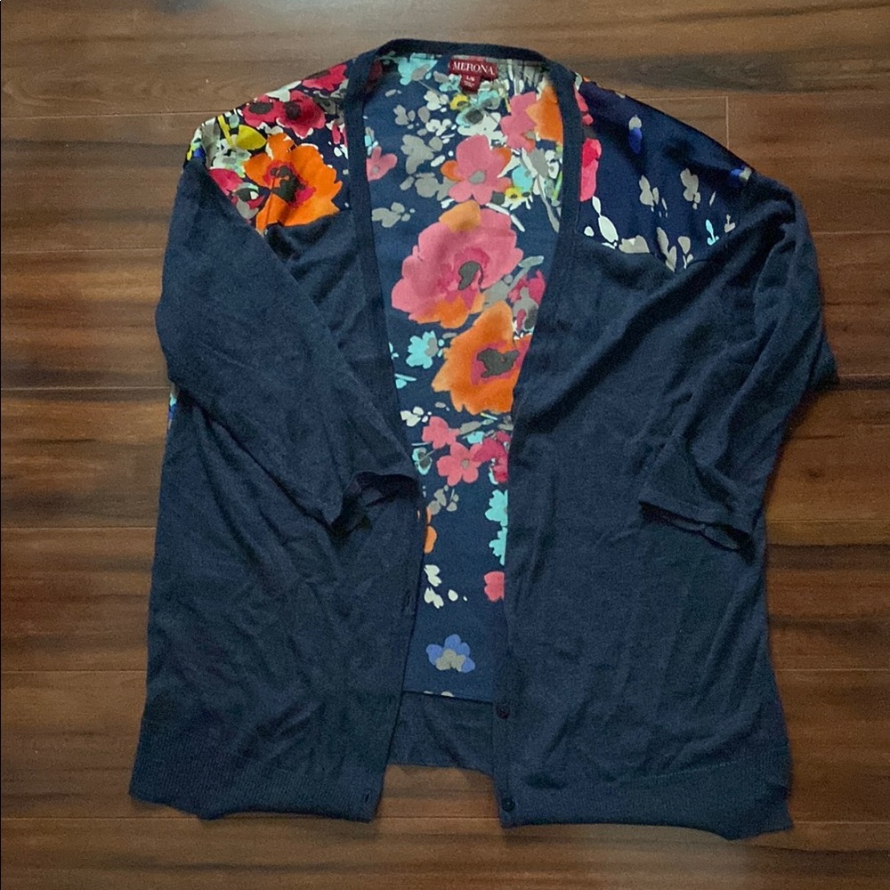 Merona Navy Floral Women's Sweater